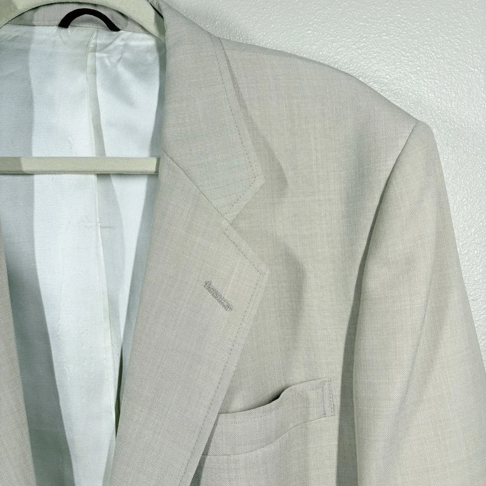 Hart Schaffner Marx‎ Dillards Beige Tan Blazer  J Nicklaus  42S  Gold Button VTG